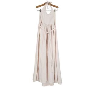Dollcake Forever Girl Dress Cream Halter Embroidered Sleeveless Belted NWT Sz 14